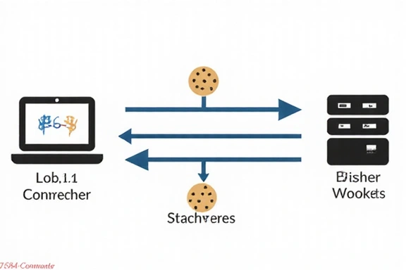 Schemat przesyłania danych cookies między przeglądarką a serwerem