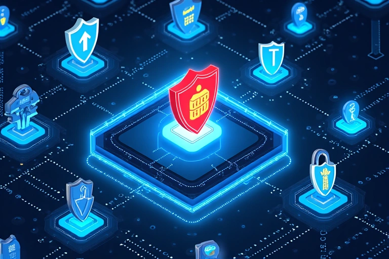 Illustration of digital security, firewall, and data protection